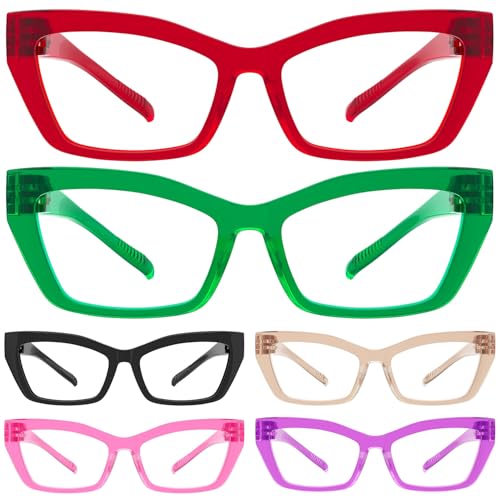 Image of Eyekepper 3.75 Reading Glasses for Women, 6 Pack Cute Cat-Eye Readers | Ladies Reader Eyeglasses, Screwless Spring Hinges, Fashion Womens Cheaters, Metalless Unbreakable, Scratch Resistant.
