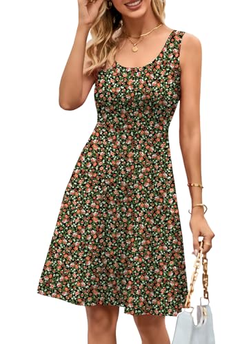 Image of Herou Summer Beach Dresses for Women A Line Sleeveless Tank Dress | Casual,Scoop Neck,Soft,Knee Length,Breathable