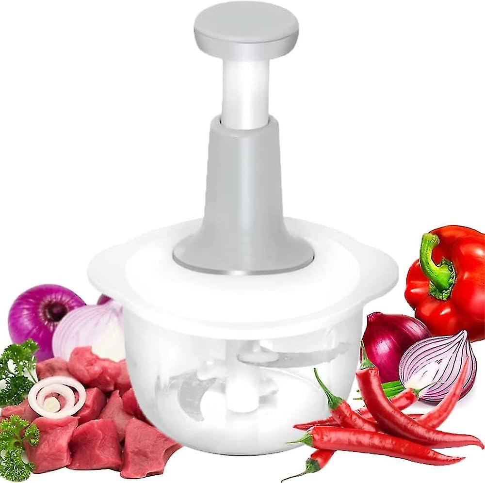 Timber Kitchen hand press manual vegetable chopper Mixer Cutter for Onion, Salad, Tomato, Garlic, Large Vegetable & Fruit Chopper Mixer and Hand Blender Functions, Silver, TJ778