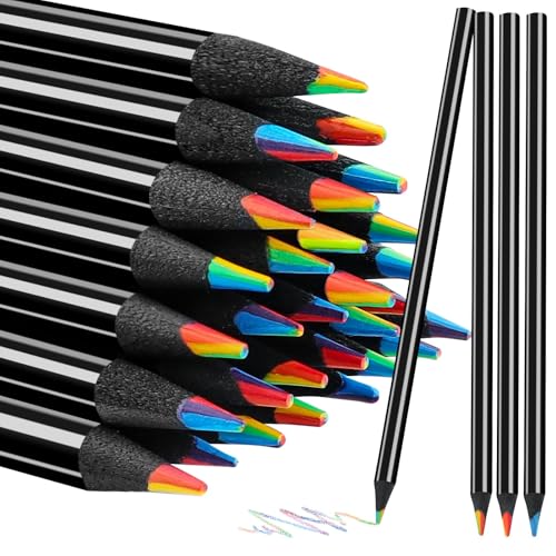 Gelanty 12 Crayons Arc en Ciel, 7 in 1 crayon de couleurs, Dessin au crayon de couleur Multicolore