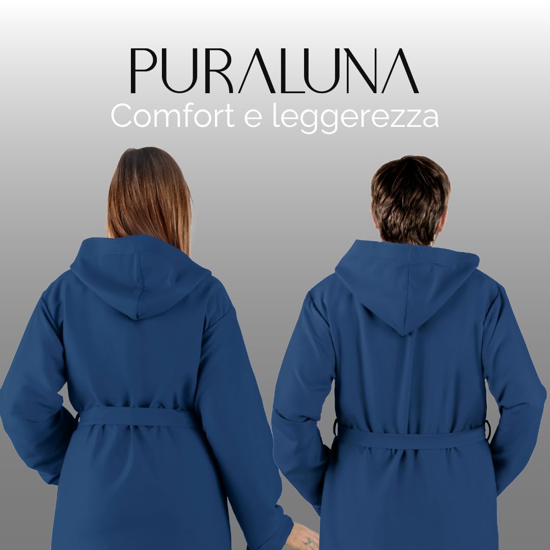 Accappatoio in microfibra premium con Cappuccio, Unisex, pratico per il viaggio e la palestra con comoda custodia in pvc, Uomo Donna