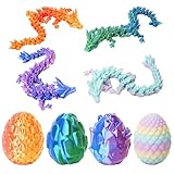 UXBSTM Officially Licensed 4 Pack 3D Printed Dragon Set with Unique Eggs, Mini Mystery Crystal Dragon Easter Egg Fillers Toys, Surprise Gift 3D Printed Animals Fidget Toys, Christmas Toy 2025