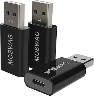 MOSWAG 3 Packs USB C to USB Adapter USB Male to USB C Female Adapter USB C Adapter Type-C to Type A Compatible with Apple MagSafe Charger,iMac,MacBook Pro,MacBook,Laptops,PC,Computers and More