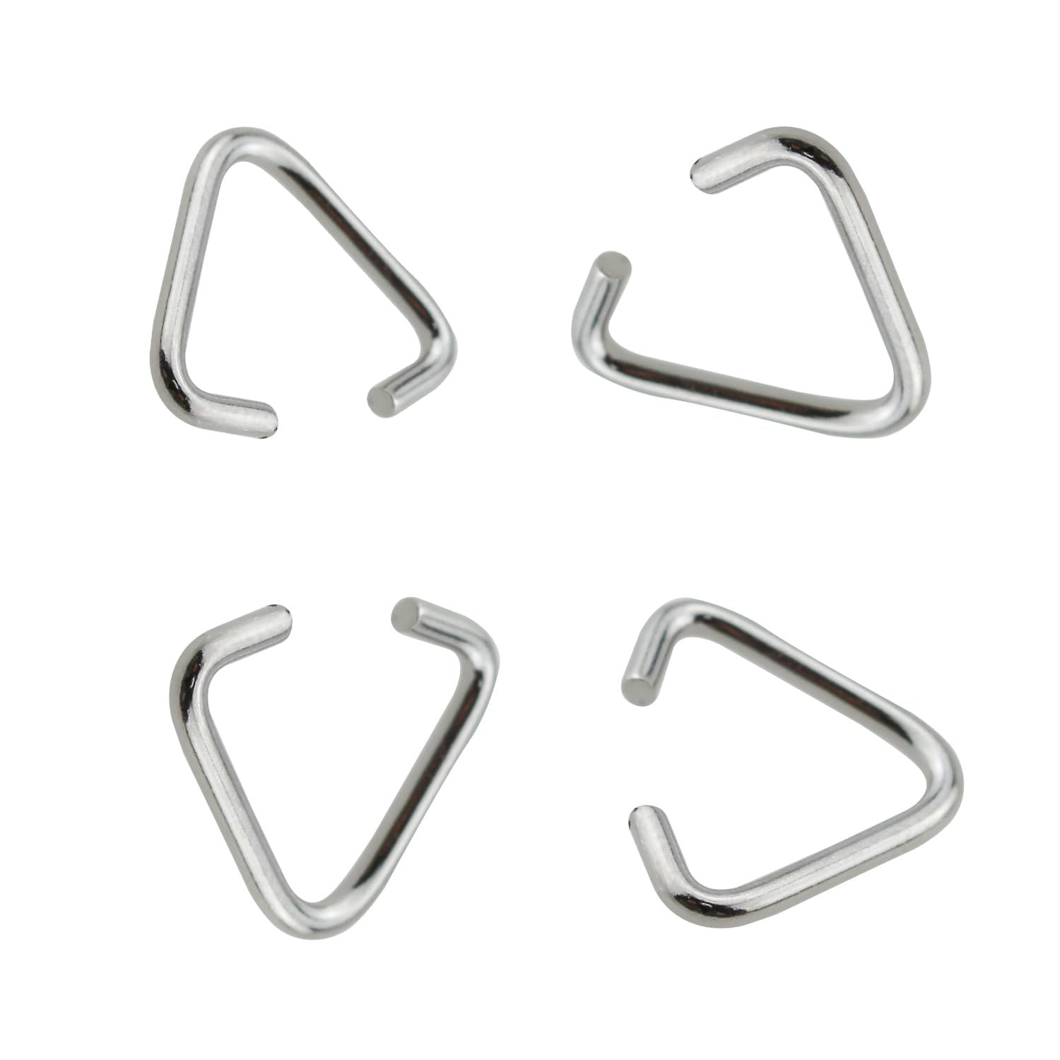 SQXBK 100PCS 1.4x15MM DIY Jewellery Key Accessory Cylindrical Insert Triangular Open Jump Ring Silver Open Triangle Clasp for Bead or Pendant Fixing