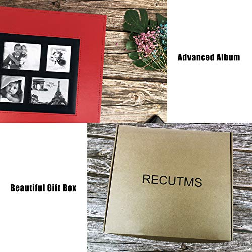 RECUTMS Photos Book Album 4×6 Hold 500 Pockets Leather Cover 3-Ring Binder Family Picture Album for Family Wedding Anniversary Baby Vacation Daughter Gift(Red)