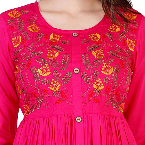 Image of DMP FASHION Women' s Rayon Classy Embroidery Work Flared Kurta
