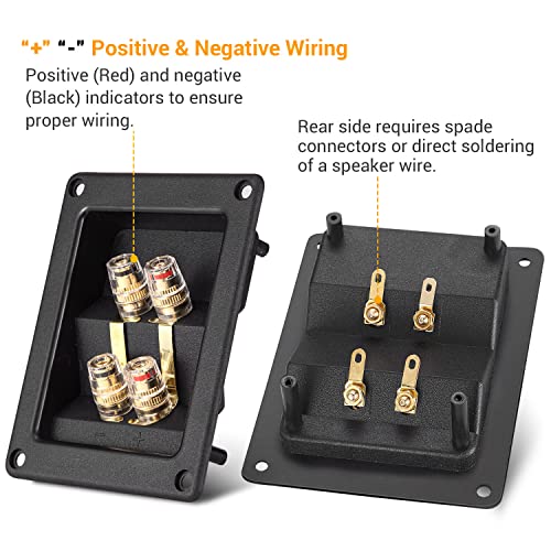 Facmogu Caja terminal 4 vías para altavoz, 2 piezas miniatura 3