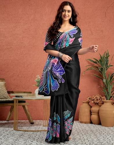 Image of SIRIL Women's Cotton Printed Saree with Unstitched Blouse Piece