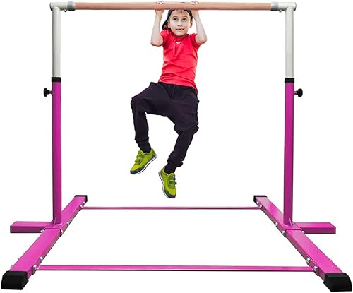 SL Power Gymnastic Kip Bar, barra horizontal para niños niñas junior, altura ajustable de 3 a 5 pies, equipo de gimnasio en casa, ideal para