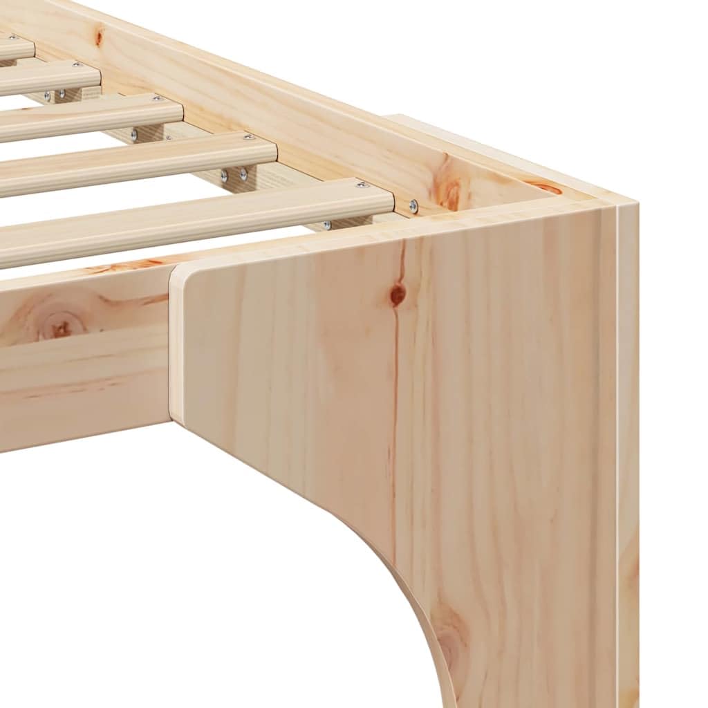 Marco de Cama en el Suelo de Madera Maciza de Pino Marrón Estructura de Perfil Bajo para Dormitorio Moderno Minimalista y Funcional con Fácil Ensamblaje y Diseño Eficiente