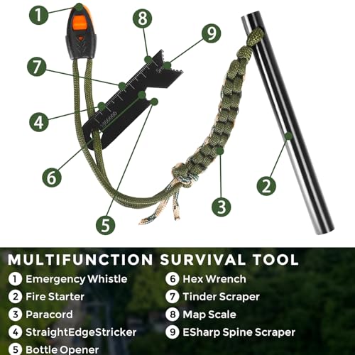 4-Pack-Ferro-Rod-Fire-Starter-Flint-Fire-Starter-Survival-Tool-Flint-and-Steel-Fire-Starter-Kit-6-in-1-Portable-Ferro-Rod-Striker-with-Paracord-Handlead-for-Campfires-Survival-Emergency-Kit