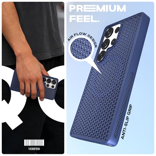 Image of Pikkme Back Cover for Samsung S26 Ultra 5G | Honeycomb Cooling Design | Silicone Heat Dissipation | Mag-Safe Compatible | Shockproof Camera Protection Bumper Case (Blue)
