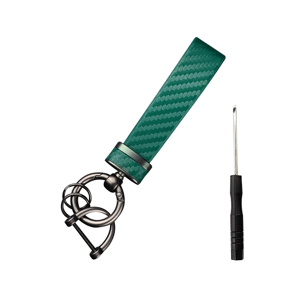 smilfuy Carbon Fiber Car Keychain, 360° Rotatable Leather Key Chain for Key Fob with Anti-Lost D-Ring & 2 Key Ring