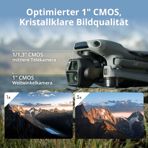 DJI Air 3S Fly More Combo (RC 2 Fernsteuerung mit Bildschirm), Drohne mit 1" CMOS Weitwinkel- & mittlerer Telekamera für Erwachsene, 4K/60fps, omnidirektionale Erkennung & 3 Akkus für längere Flugzeit – Bild 3