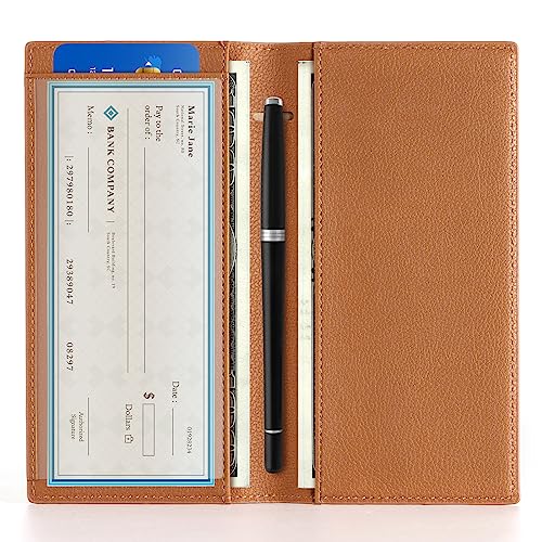 Image of CoBak Checkbook Cover for Women & Men - PU Leather Case with RFID Blocking | Classic Design Check Book Holder for Personal and Business