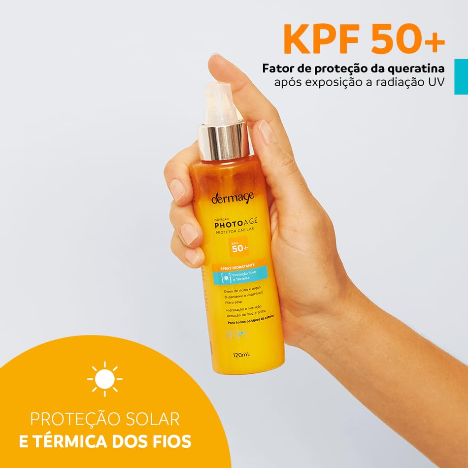Photoage Protetor Capilar, KPF 50+, Spray Hidratante para os Cabelos, Nutritivo, Formulado com Óleo de Argan, Vitamina E, D-Pantenol, 120ml em promoção! Veja a oferta e mais achadinhos de Protetor Térmico 2 Hoje é o melhor dia para comprar Photoage Protetor Capilar, KPF 50+, Spray Hidratante para os Cabelos, Nutritivo, Formulado com Óleo de Argan, Vitamina E, D-Pantenol, 120ml com aquele preço maroto! Promoção! Aproveite a oferta! 2