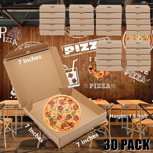 RHBLME 30 Pack Kraft Pizza Boxes Bulk, 7.3