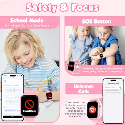 Image of MOKAST Kids Smart Watch Toys for Boys Girls - Children Watch for Kids 4-12 Years Touch Screen Watches with 15 Games Video Camera Music Player Alarm School Mode Education Birthday Gifts (4G Pink)