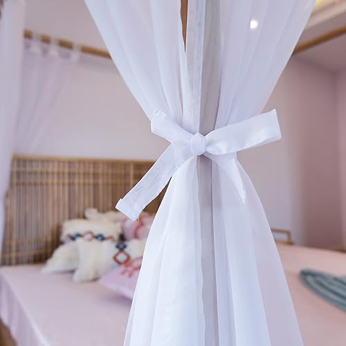 Miniatura 7 de Cortinas transparentes para cama King, Queen, matrimonial y individual, toldos y cortinas de 4 esquinas para cama, cortinas con dosel, cortinas