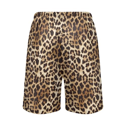 Men's Pajama Shorts Soft Comfy Casual Sleep Lounge Leopard Print Pj Bottom with Drawstring & Pockets3