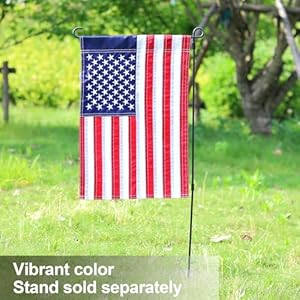  2-Pack-American-Flag-Garden-Flags-Embroidered-12x18-Deluxe-Embroidered-Stars-and-Sewn-Stripes-USA-Garden-FlagsPatriotic-Decorative-Yard-Flags-for-Garden-and-Home-210D-Nylon