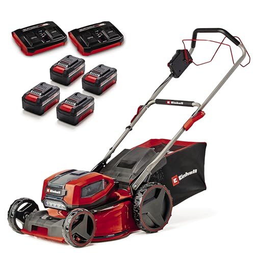 Einhell Professional Tondeuse à gazon sans fil GP-CM 36/47S Li BL (4x4,0Ah) Power X-Change (36V, moteur Brushless, Coupe à 47cm, Bac de 65L) Livré avec 4...