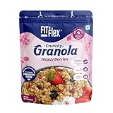 FIT & FLEX Baked Crunchy Granola Happy Berries Oat Rich Cereal With High Protein&Fibre Ready To Eat Healthy Granola For Breakfast Real Freeze Dried Fruits Snacks As Seen On Shark Tank India 450 Gm