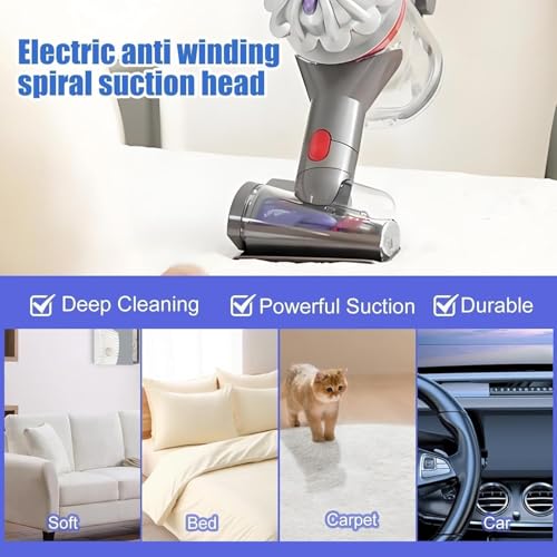 Upgrade Mini Elektrobürste für Dyson V15 V11 V10 V8 V7 Haardüse Bürste Anti Verwicklungs Aufsatz Staubsauger Ersatzteile Turbinendüse zu Reinigung Haustierbetten Autositze Sofa Teppich