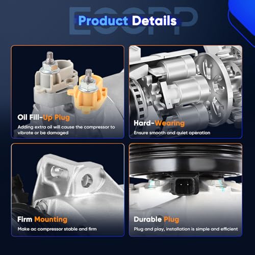 Image of ECCPP AC Compressor 2013-2019 for Ford Escape 2.5L for Ford Focus 2.0L | 2007-2018 for Ford Transit 2.2L Fast Cooling Air Conditioning Compressor