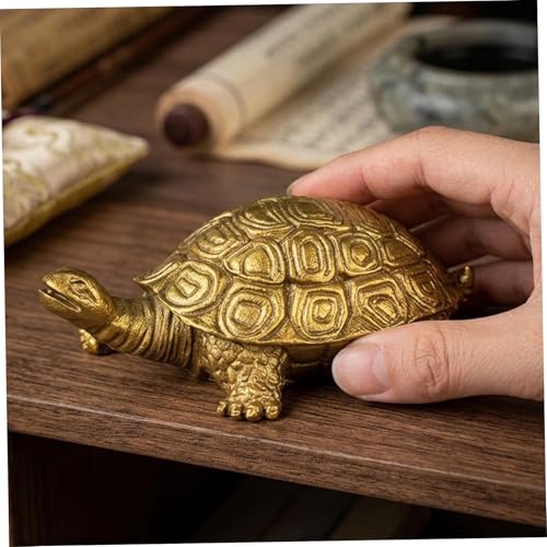 Statue de tortue en laiton faite main : un objet d'art doré d'exception
