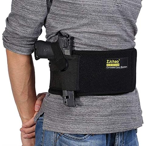 Verstellbares Taillenholster, Bauchbandholster für verborgenes Tragen, Verstellbarer elastischer Bund aus Neopren für die Pistole mit doppelten Ladetaschen, Elastische Taktische Belly Band Cover