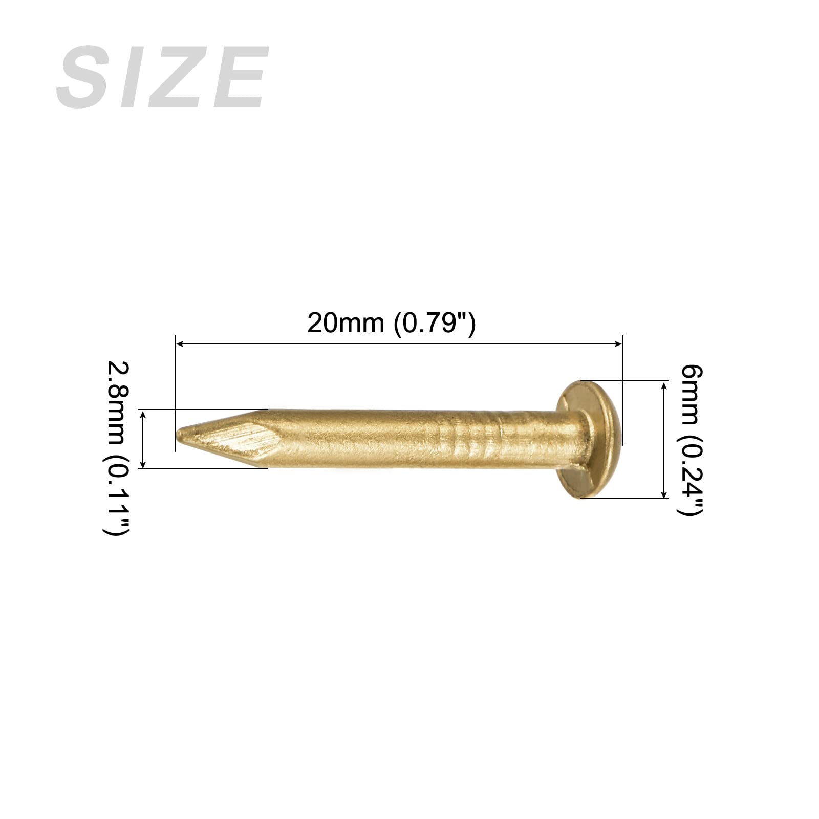 METALLIXITY Small Nails (2.8x20mm) 25pcs, Brass Tiny Hardware Nails - for Household Woodworking Brass Tone - Image 2