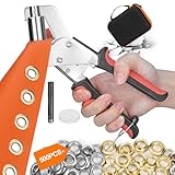 Heavy Duty Grommet Tool Kit, 3/8 Inch 10 mm (Inside Diameter) Handheld Eyelet Press Pliers with 500pcs Silver Grommets in Gold and Silver, Grommet Eyelet Pliers Kit with Hard Shell Case