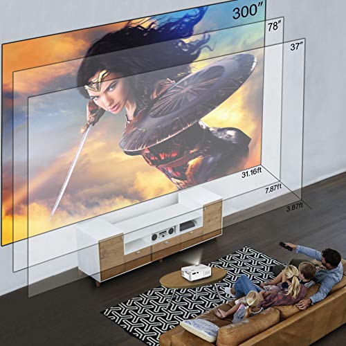 Artlii Enjoy2 Mini Bluetooth Projector, 1080P Supported, 2.4G WiFi, 120 ANSI, 300'' Display, Keystone, Zoom, Phone Screen Miracast, Compatible with TV Stick, iOS, Android