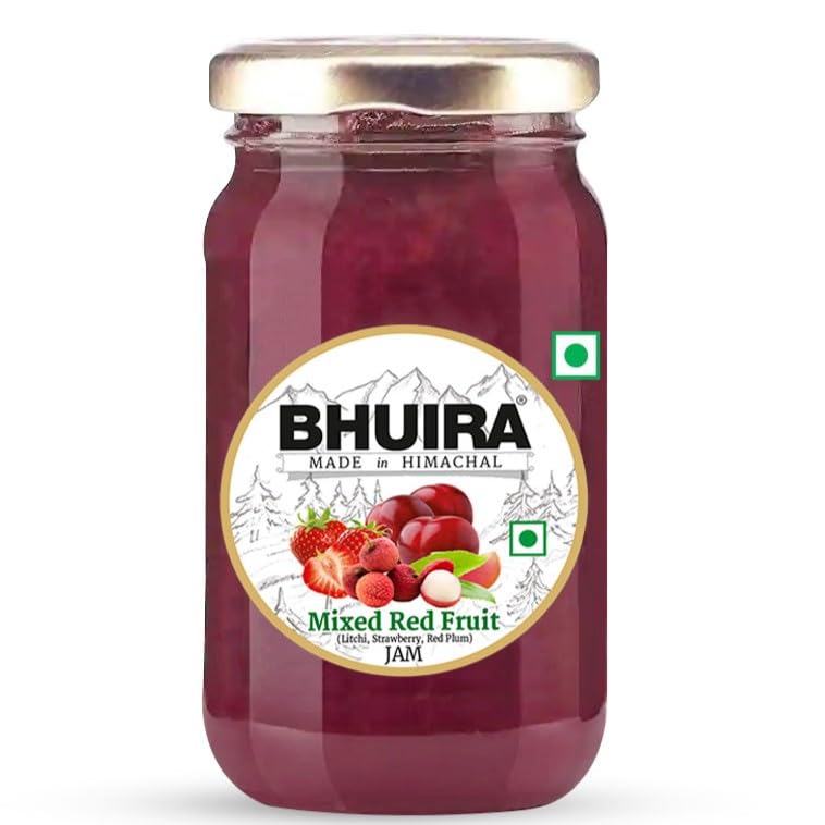 Bhuira Mixed Red Fruit Jam - 240g | All Natural No Added Preservatives, Artificial Colors | Handmade Himachal Vegan Spread | Breakfast Dessert Jam | Healthy Snack | Guilt-Free