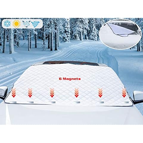 Glare Guard Universal Magnetic Car Windshield Snow Cover, 4 Layer All Weather Auto Snow Cover Protects from Snow, Ice, Sleet, Frost & Hail. 76” x 37” UV Cover Fits All Cars, Smaller Trucks and SUV’S Cover