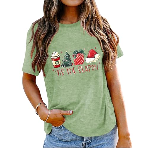 Chemises de Noël pour femmes t-shirt graphique avec arbre de Noël