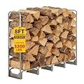 PeakPursuit 8FT Firewood Rack with 600d Oxford Waterproof Cover, Heavy Duty Indoor/Outdoor Steel Log Storage Rack - Wood Pile Holder Stacker Organizer for Fireplace, Patio, Fire Pit, Backyard