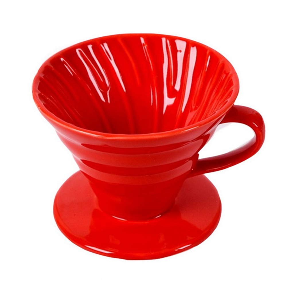 UUMFP Coffee Filter, Permanent Ceramic Cone, Reusable Coffee Dripper, 11.5x9.8x9.5cm, Red