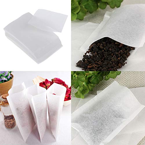 Baoblaze 100 saquinhos de chá de ervas vazias com saco de papel para filtro de selagem de cura com c