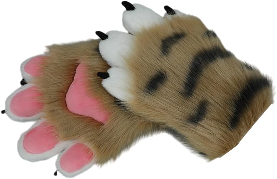 Tiger Paw Gloves Faux Fur Tiger Paw All Cover Mittens for Adults Fancy Party Cosplay Costume Accessories