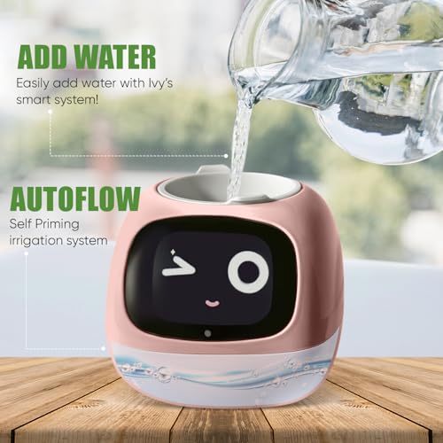 Image of Interactive Plant Pot - Smart Planter, AI Pet Plantagotchi, tamagotchi, Leafypod and Plantiboy, Robot Flower with Feelings, Electric Maceta, Indoor Flowerpot with Water, Digital Gifts (Pink)