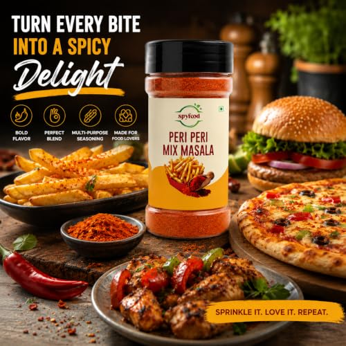 Image of SPYFOOD Peri Peri Masala 70g | Premium Peri Peri Seasoning | Spicy & Tangy Masala for French Fries, Pizza, Pasta, Popcorn, Burgers & Snacks | No Artificial Colors