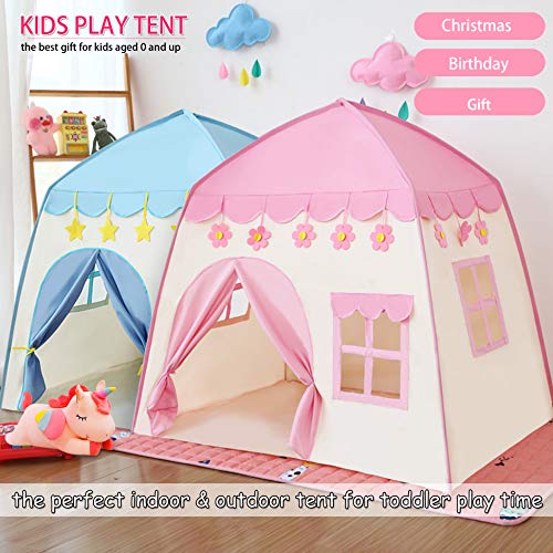 Kindertent prinses speeltent voor meisjes, slot, speeltent, Oxford-stof, kinderspeelhuis voor binnen en buiten, met lichtketting, Playhouse meisjes-verjaardagscadeau, roze - Afbeelding 3