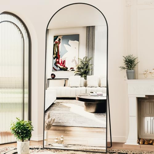 Antok Arched Full Length Mirror, 76"x34" Arched Floor Mirror, Glassless Mirror Full Length with Stand, Floor Mirrors Freestanding, Wall Mounted Mirrors for Bedroom Living Room, Black