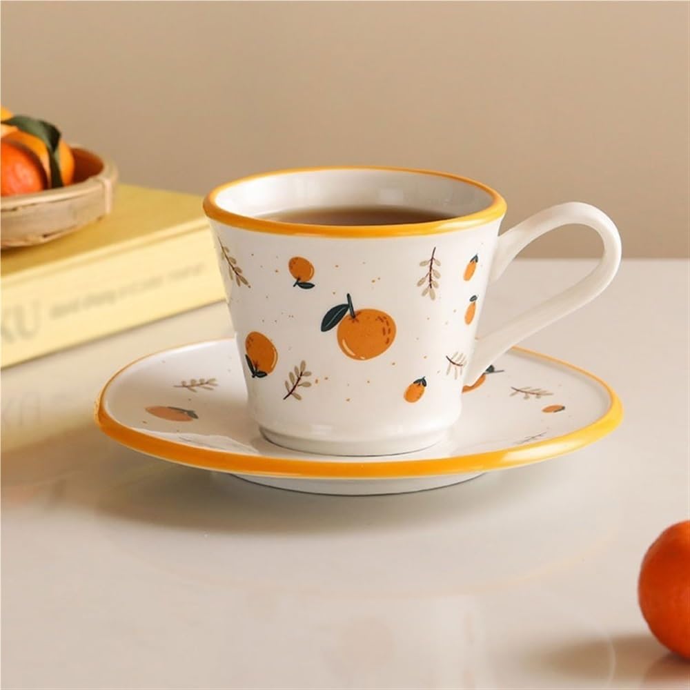 Ceramiczny zestaw kubków do kawy i spodków, kreatywny kubek do biura i domu, 200 ml do herbaty latte kubki na mleko