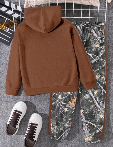 Image of Boys Clothes Boy Outfits 2-Piece Long Sleeve Hoodie and Camouflage Pants Boys Fall Winter Clothes for 6-16 Years