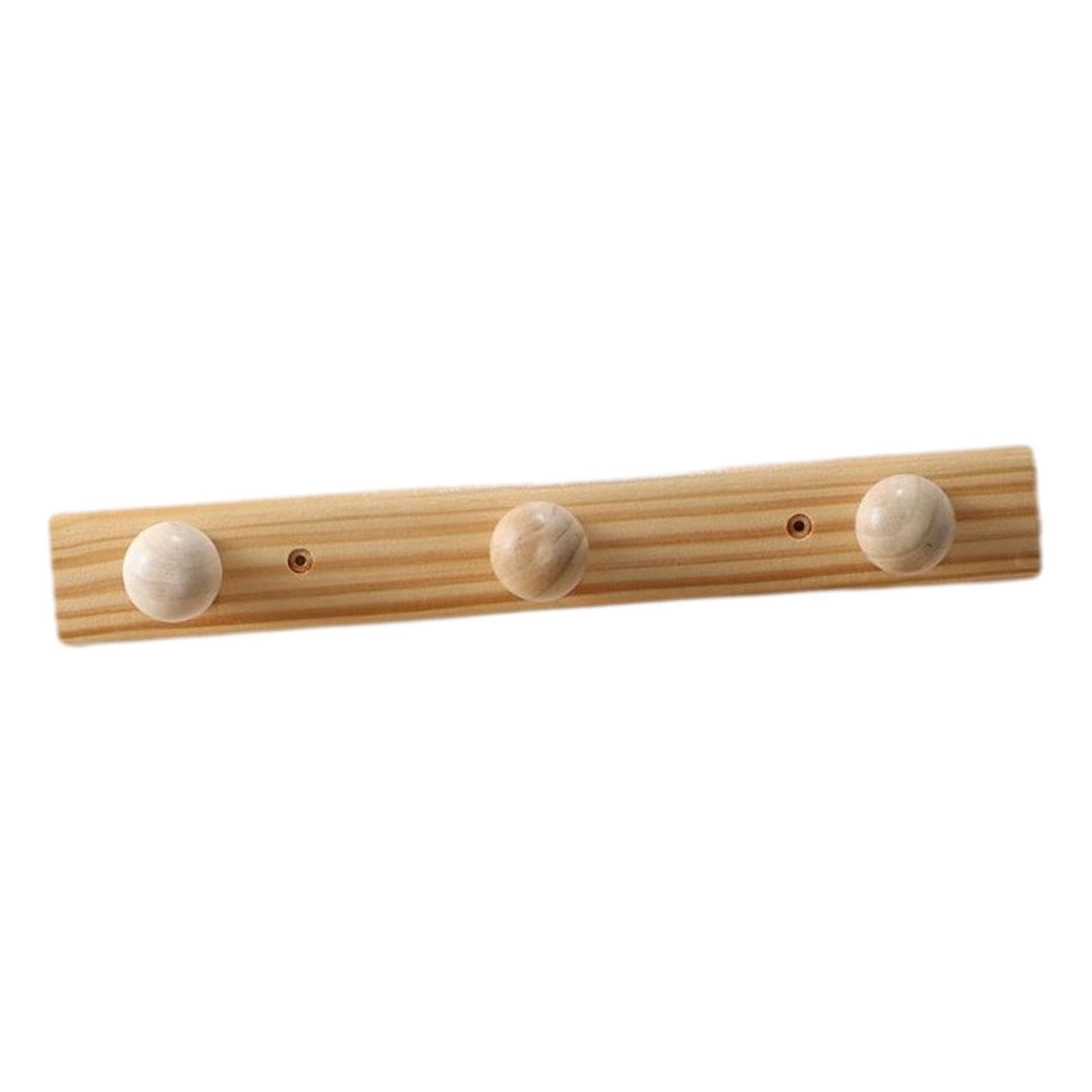Pixzcsa Wood Color Durable Coat Hooks Wall Mounted Wooden Rack Heavy Duty Storing Coats Scarves Hats Towels In Home Office Area Coat Hooks Wall Mount Door Hanger Rack, 3