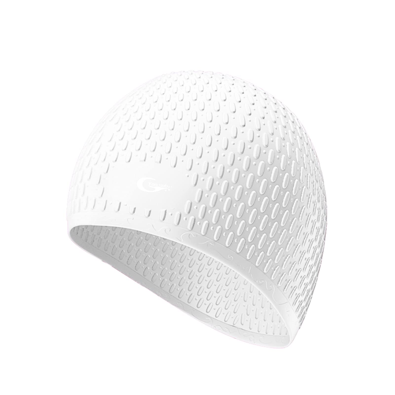 Sombrero de baño universal para hombres y mujeres, Gorros de silicona impermeables que protegen las orejas, el cabello largo, el sombrero de piscina, tamaño libre for hombres y mujeres adultos(White)