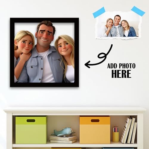 Customizable 3D Cartoon Family Portrait Photo Frame - Personalized Wooden and Metal Wall Art Gift for Birthdays and Mother's Day - Image 7